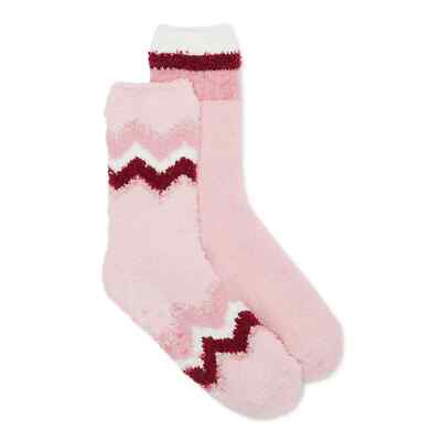 Joyspun Women's Luxury Lounge Socks W Grippers 2 Pair Pinks Shoe Size 4-10 New-image