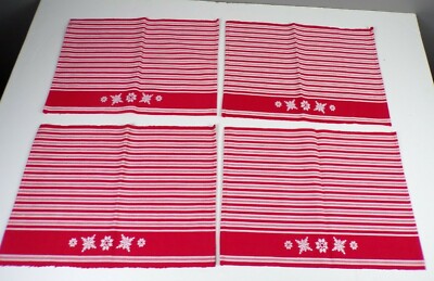 DII Design Imports Set of 4 Christmas Striped Red White Snowflakes Placemats -image