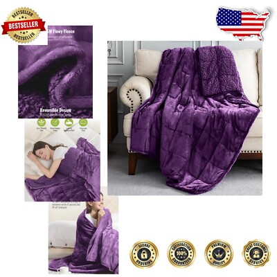 15lbs Reversible Weighted Blanket - Cozy Sherpa & Velour - Calming Comfort 48x72-image