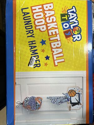 Taylor Toys Basketball Hoop Laundry Hamper Basket 2-in-1 Over the Door Kids-image