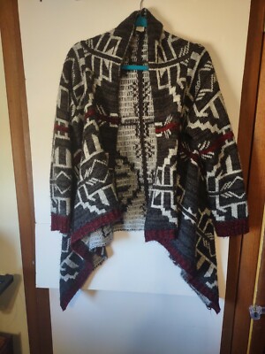 West 36th Long Waterfall Fair Isle Cardigan, Women's Size S, Multicolor, Cozy-image