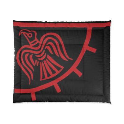 Bold Black and Red Comforter | Boho Bedding | Modern Bedroom Decor, Cozy Home,-image