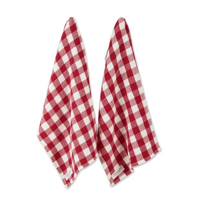 DII Red Cider Checker Washed Waffle Dishtowel (Set of 2)-image
