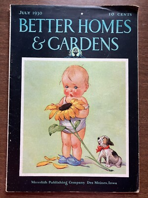 Scarce BETTER HOMES & GARDENS July 1930 Sunflower Dog Sad Baby Cover-image