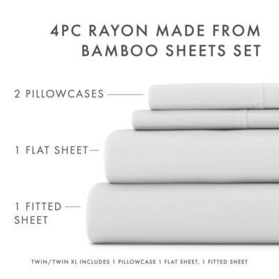 Becky Cameron Sheet Set 4-Piece Imported Adult Rayon from Bamboo Light Gray-image