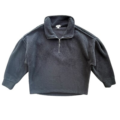 Dylan Women’s Small Black Raw Seams Plush Teddy Fleece 1/4 Zip Pullover C1W73SHS-image