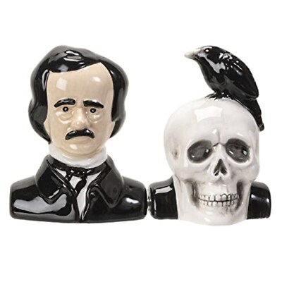 Pacific Trading Edgar Allen Poe Salt and Pepper Shaker Set 3 Inch Multicolor-image
