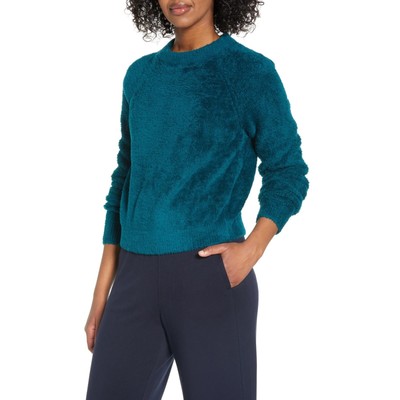 NWT Lou & Grey Teal Blue Cozy Sweater Crew Neck SZ M-image