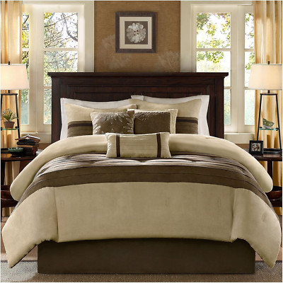 Cozy Comforter Set-Luxury Faux Suede Design, Striped Accent, All Season down Alt-image