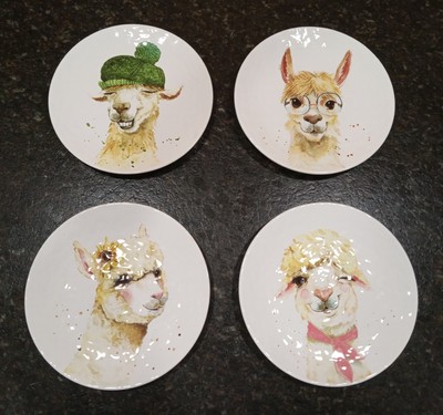 Pier 1 Imports Silly Llamas Pattern (4) Earthenware 8.5
