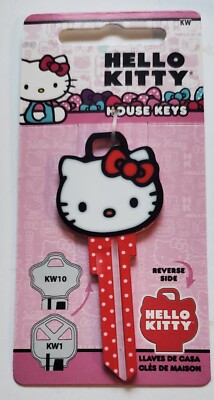 HELLO KITTY HEAD SHAPE (SR11) OVER SIZED HEAD UNCUT KWIKSET PRINTED HOUSE KEY-image