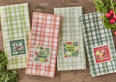 Design Imports Market Gardening Embellished Dishtowel Garden Vegetables Set of 4-image