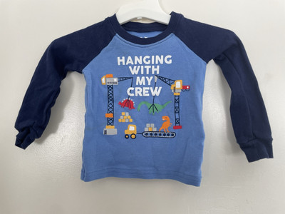 PJ Place Baby Boy Cute Dinosaurs 100% Cotton Raglan Long Sleeve PJ Top Blue 6-9M-image