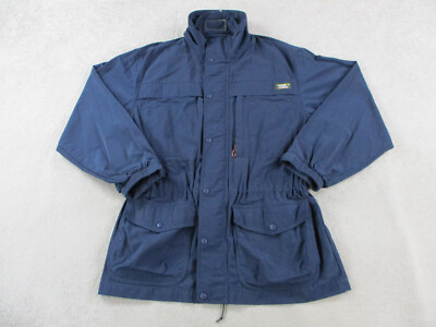 VINTAGE LL Bean Jacket Men Large Blue Nylon Parka Long Lightweight Packable Wind-image