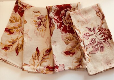 Pier 1 Imports 4 Angelica Printed Napkins Cream Red Floral  20