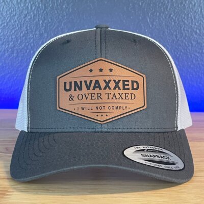 UNVAXXED & OVER TAXED Leather Patch Hat Rawhide Charcoal/White-image