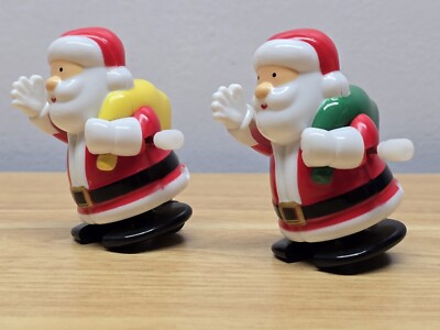 Vintage Fun World Christmas Hard Plastic Wind Up Bobbing Santa Waving Walking-image