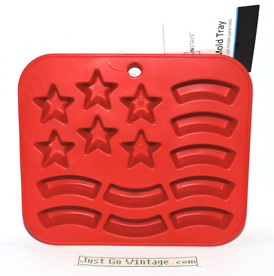 Silicone USA Stars & Stripes Flag Ice Cube Candy Mold RED Tray NEW, QTY DISCOUNT-image