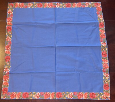 Pier 1 Set of 12 — 100% Cotton Napkins Blue Red Floral Tuscan Print Border-image