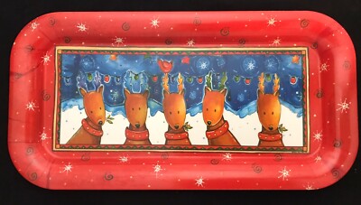 Design Imports Melamine Serving Tray Christmas Reindeer Made in Italy-image