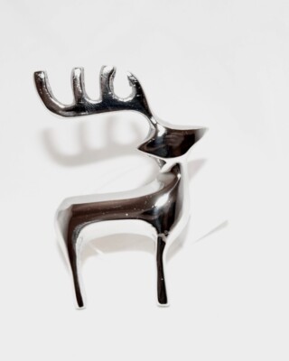 DII Design Imports Reindeer Napkin Ring SET OF 4 Silver Color Holiday Christmas-image