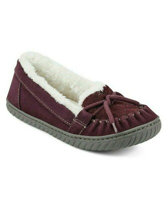 EARTH ORIGINS Women's YUKON YANA Cozy House Slippers MAROON Suede   7 M  NIB-image