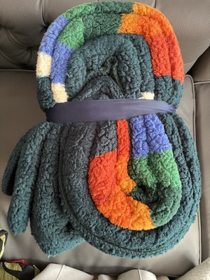 Pendleton Blanket Sherpa Fleece Reversible Washable Soft Evergreen Stripe NWT-image