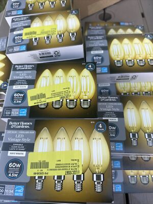 28 Packs Better Homes 60-Watt Clear Vintage Style B10 LED Bulbs Soft White Lot-image