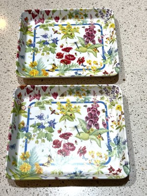 Design Imports Melamine Set Of New WILDFLOWERS Trays ITALY 5x5.5 Vintage 1996-image