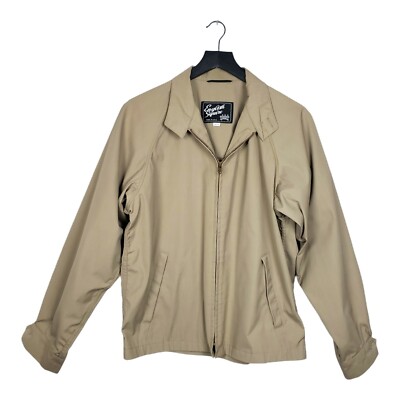 Vtg English Squire Racer Jacket Men 40 Long Mechanic Work  Khaki Wind Rain USA-image