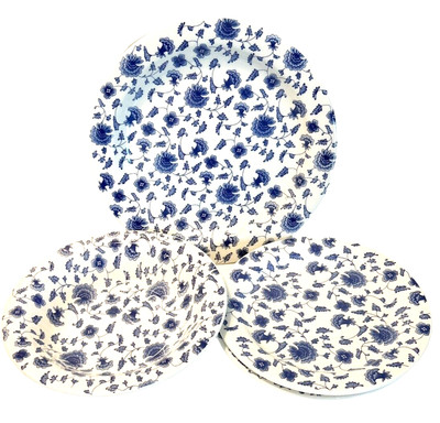 PIER1 Quadrifoglio Blue White Floral Salad Plate Soup Cereal Bowl Dinner Plate-image
