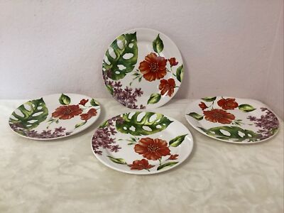 Fiji Floral By PIER 1 IMPORTS - Salad Plate 9 Inch Set of 4 - Fast Ship-image
