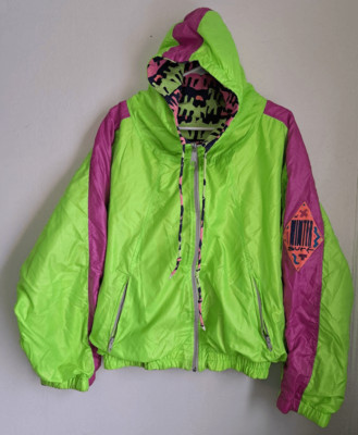 Vintage ocean pacific womens large neon green wind breaker jacket WINTER SURF -image