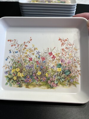 Design Imports Italy Floral Melamine Rectangular Snack Trays Plates 8pc-image