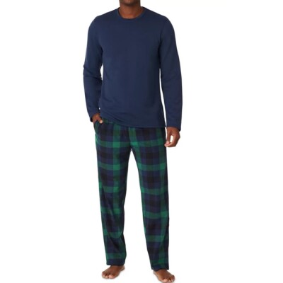 New Men's Cuddl Duds Cozy Relaxed Fit Navy Flannel Lodge 2 Pc Pajama Set XL-image