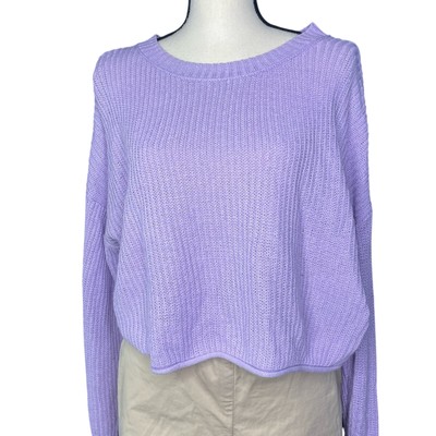Lavender Crew Neck Sweater Ribbed Knit XL Soft & Cozy - Pre owned-image