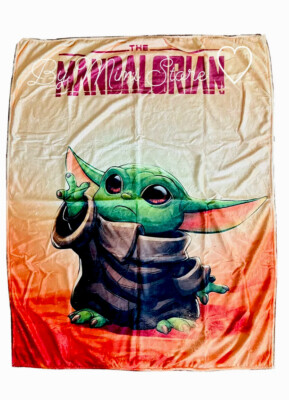 The Mandalorian Baby Yoda Soft & Cozy Fleece Throw Blanket 50 x 40 in  RARE    [-image