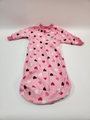 Carter's Baby Fleece Sleep Sack Wearable Blanket Sleeper 0-9 Months Pink Hearts-image