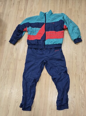 Vintage Adidas Track Suit Mens Large Red Blue Green Nylon 60s 70s Adult-image