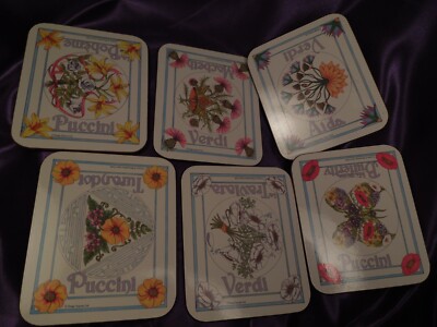 Design Imports Metropolitan Opera Guild set of 6 Coasters NIB Verdi Puccini-image