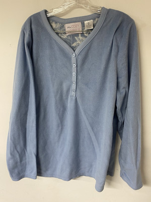 The Cozy Corner Club Women's Blue Plush PJ Pajama Shirt Top XL 16-image