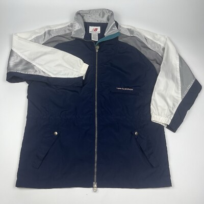 Vintage 90s Y2K New Balance Navy Windbreaker Track Jacket Women's Medium - READ-image