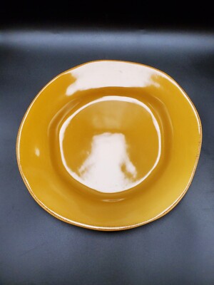 Pier 1 Large Earthenware Plate 11.5 Inches Mustard Yellow Elemental Pattern-image