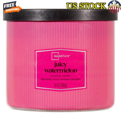 3-Wick Juicy Watermelon Scented Candle Highly Fragranced Smooth Burn 65h Red New-image