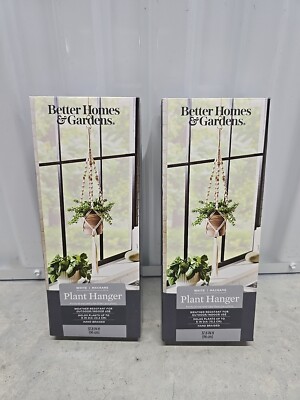 Lot Of 2 New Better Homes and Gardens White Macrame Plant Hanger 37.8”-image