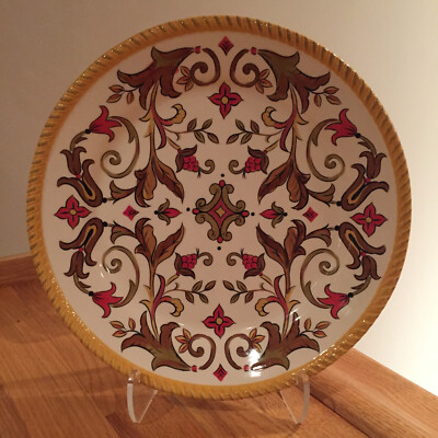 Pier 1 Oralia Earthenware Dinner Plate Scrolls Flowers Embossed Rope Edge ~ NWOB-image