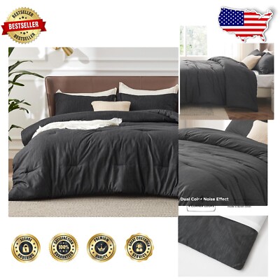 Elegant Full Size Black Comforter Set - Cozy Soft Bedding for Every Season-image