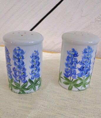 Vintage Pier 1 Pewtina Design  Handpainted Salt & Pepper Shakers-image