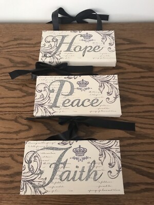 Set Of 3 Hanging Design Accent Imports Hope Faith Peace-image