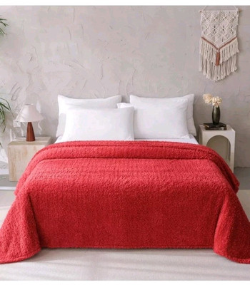 Mainstays Faux Shearling Blanket, Red, Full/Queen 90